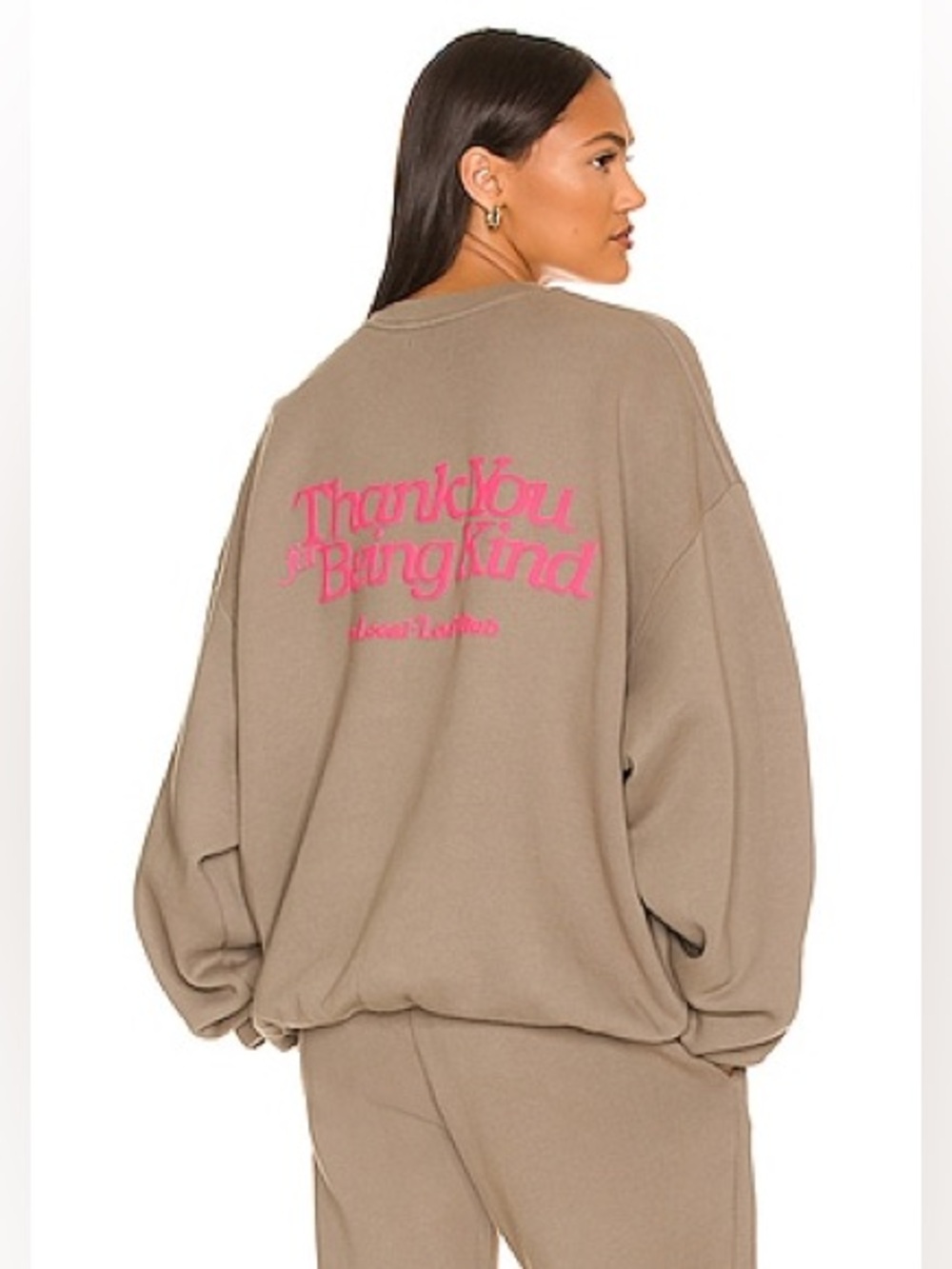 Local Love Club x Revolve Thank You Pullover Oversized Gray Brown Size Small